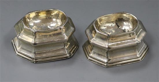 A pair of George I silver trencher salts, John Richardson?, London, 1721, (a.f.), 83mm.